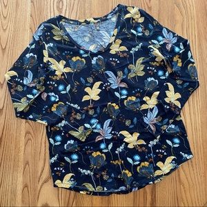 FREE IF BUNDLED with 2 other items LOFT Soft Long Sleeve Top Navy Yellow Paisley